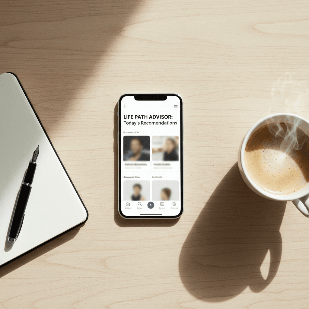 A flat-lay of a smartphone, notary stamp, and glasses on a wooden desk, no card terminal